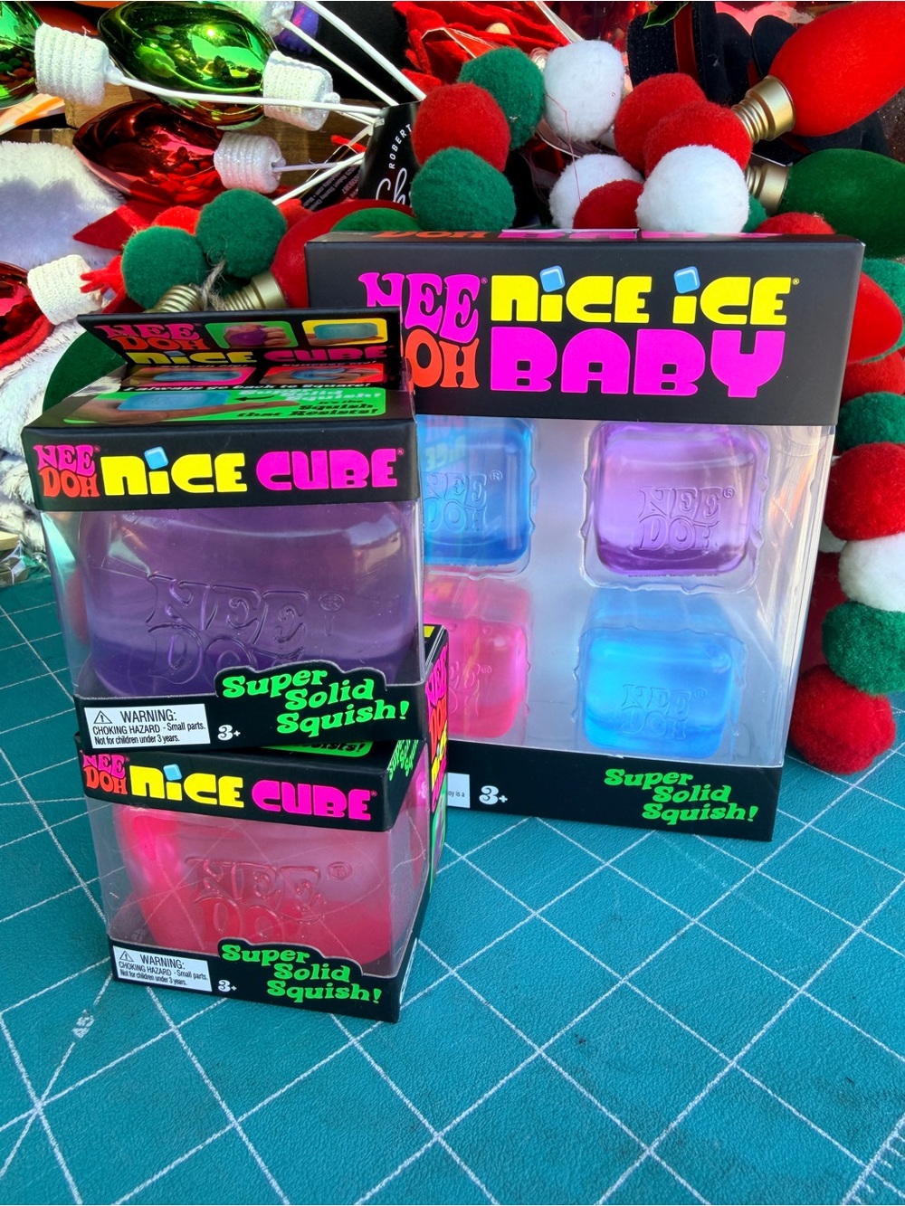 AUTHENTIC!!! NeeDoh Nice Ice Baby & Nice Cube Set - Purple Pink Sealed Bundle